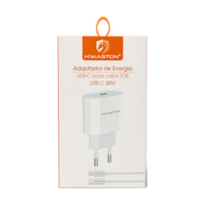 Carregador H’Maston USB-C 30W para iOS Cabo Light Compatível iPhone 5 ao iPhone 14